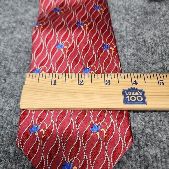 Faberge Necktie Men’s Red Pink Blue Flower All Silk Tie Handmade USA - Picture 8 of 8